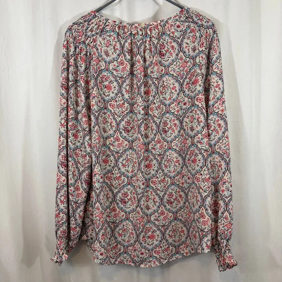 Women's Anthropologie Joie Cream Pink Blue Floral Long Sleeve Blouse Size M - Picture 2 of 7